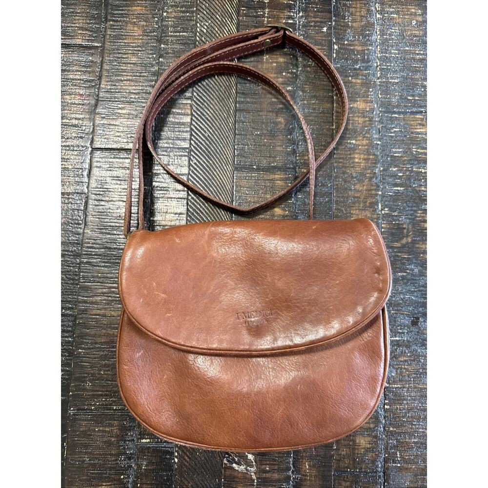 I Medici Firenze Tan Leather Crossbody Small Messenger Bag Made In Italy